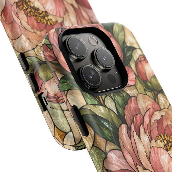 Glossy or Matte Stained Glass Peony MagSafe iPhone Case