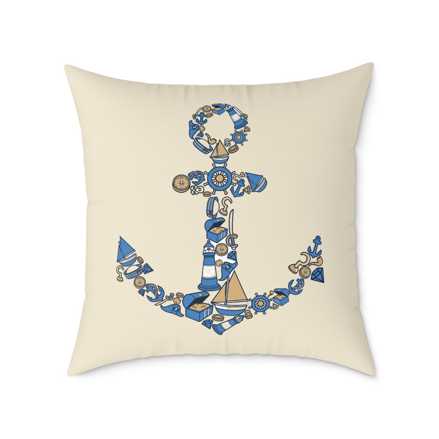 Nautical Anchor - Indoor Coastal Decor Throw Pillow