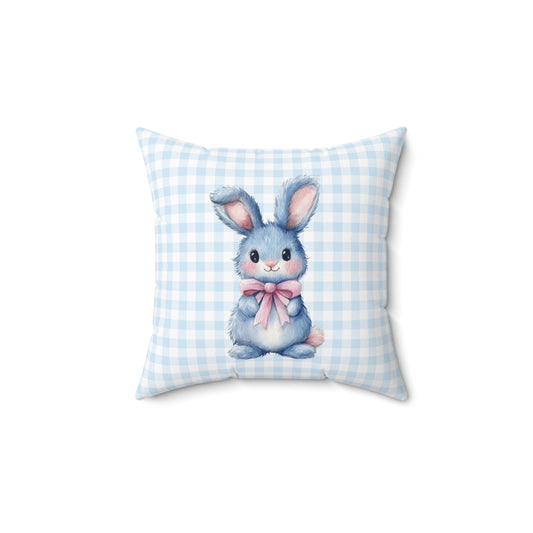 Blue Gingham Bunny - Indoor Throw Pillow