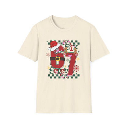 Christmas 67 Shirt – Cute Santa & Reindeer Holiday Graphic Tee – Festive “Six Seven” Xmas Top