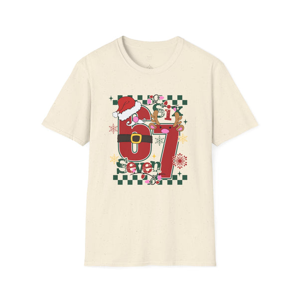 Christmas 67 Shirt – Cute Santa & Reindeer Holiday Graphic Tee – Festive “Six Seven” Xmas Top