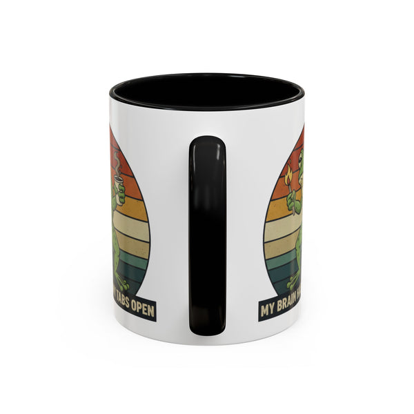 "Too Many Tabs Open" Retro Frog Accent Mug - 11oz & 15oz Ceramic Coffee Cup