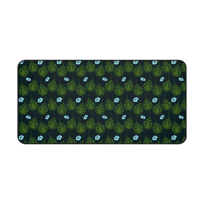 Blue and Green Floral Garden - Desk Mat