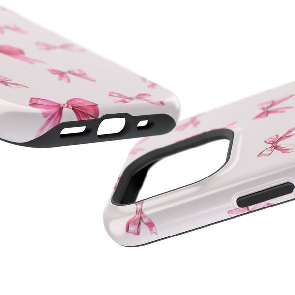 Coquette Pink Bow MagSafe Phone Case | Fits iPhone 13–16 | Matte or Glossy Finish