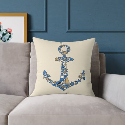 Nautical Anchor - Indoor Coastal Decor Throw Pillow