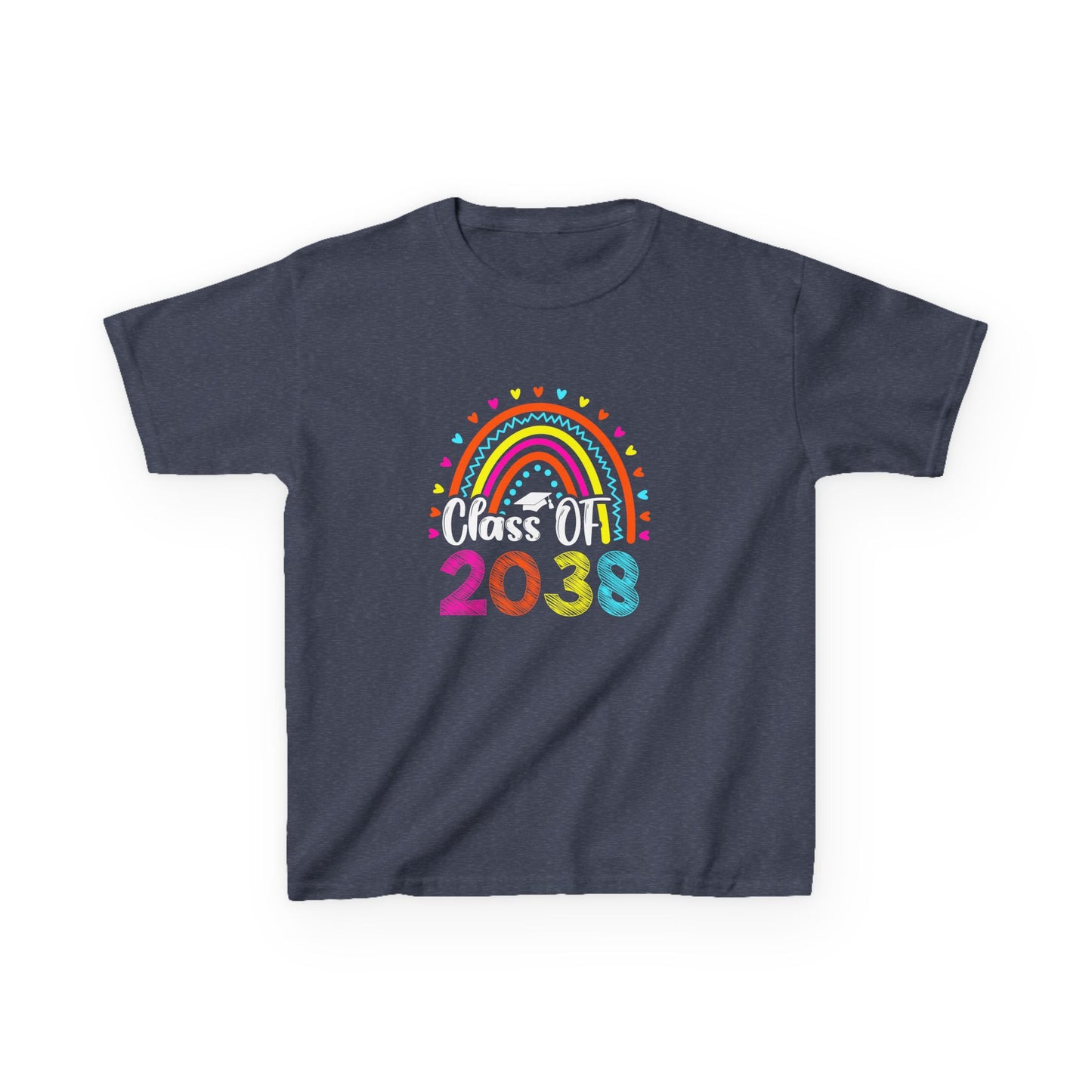 Rainbow Graduation Kids Tee | Class of 2038 Shirt | Cute Kids Apparel | Graduation Gift | Back to School T-Shirt | Rainbow Tee