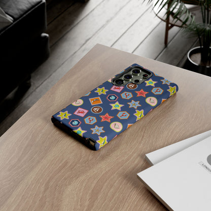 Lobsters Sailboats and Seashells on Navy Blue Phone Case