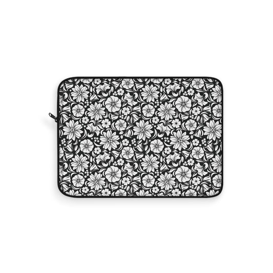 Black and White Floral Laptop Sleeve