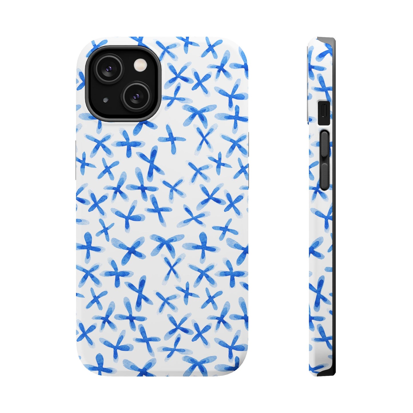 Blue Floral MagSafe iPhone Case — Magnetic Impact-Resistant