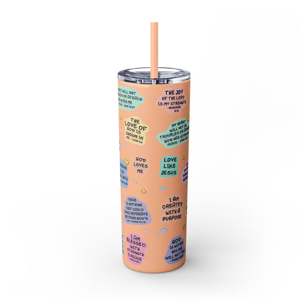 Bible Affirmation 20oz Skinny Tumbler with Color Matching Straw