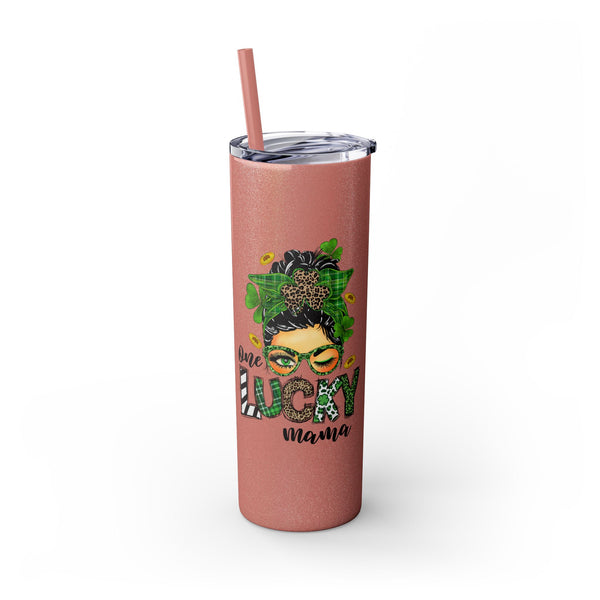 One Lucky Mama 20oz Skinny Tumbler with Straw,  St Patricks Themed Tumbler