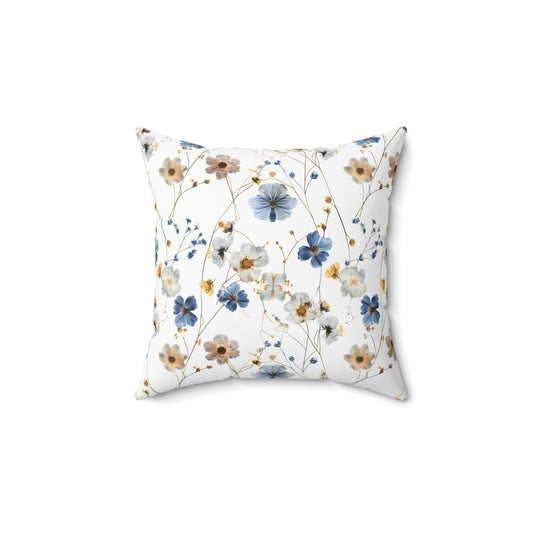 Boho Blue and Yellow Floral - Indoor Throw Pillow