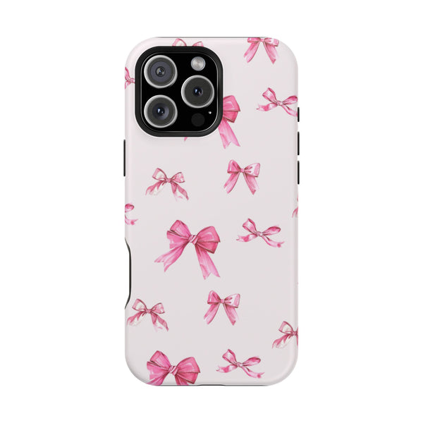 Coquette Pink Bow MagSafe Phone Case | Fits iPhone 13–16 | Matte or Glossy Finish