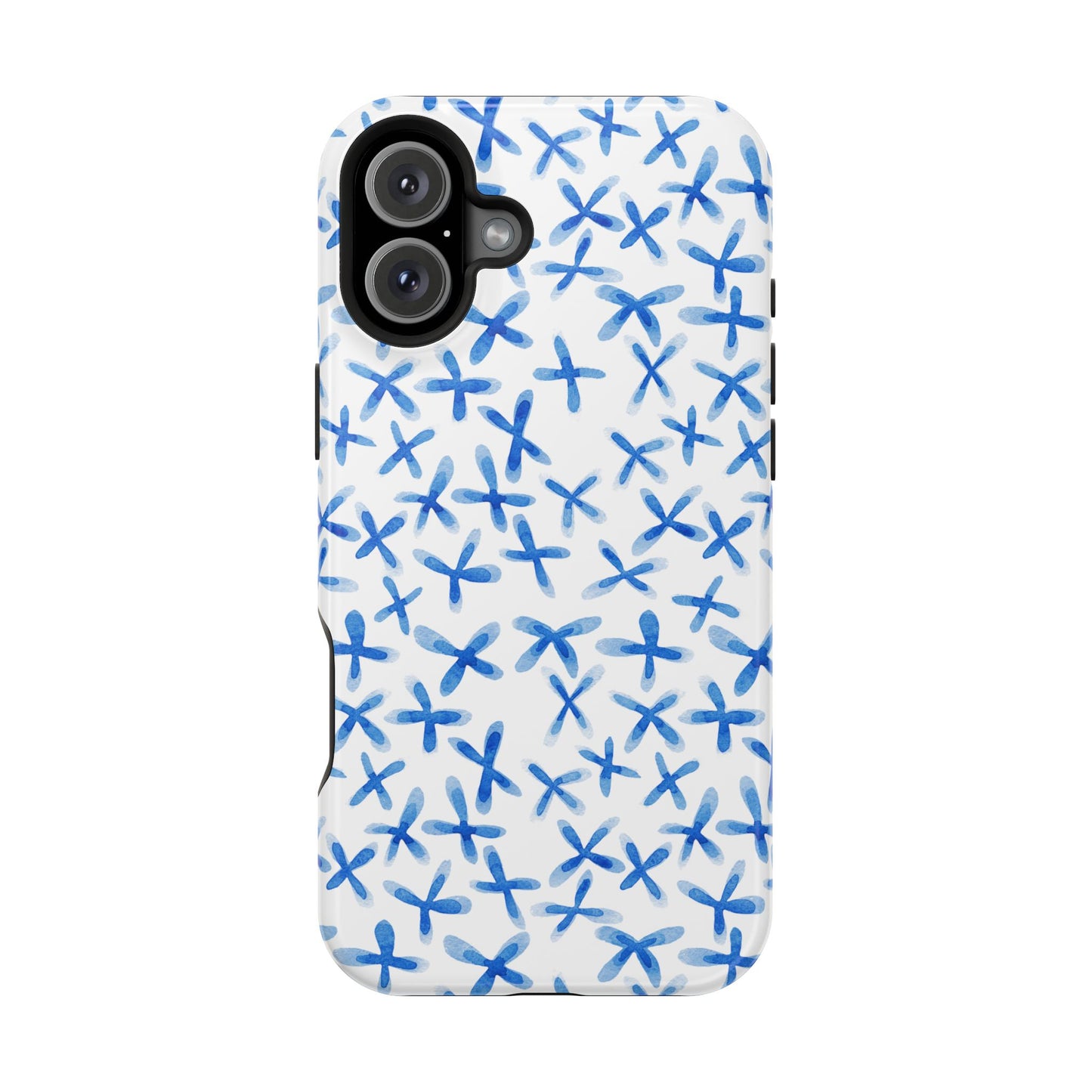 Blue Floral MagSafe iPhone Case — Magnetic Impact-Resistant