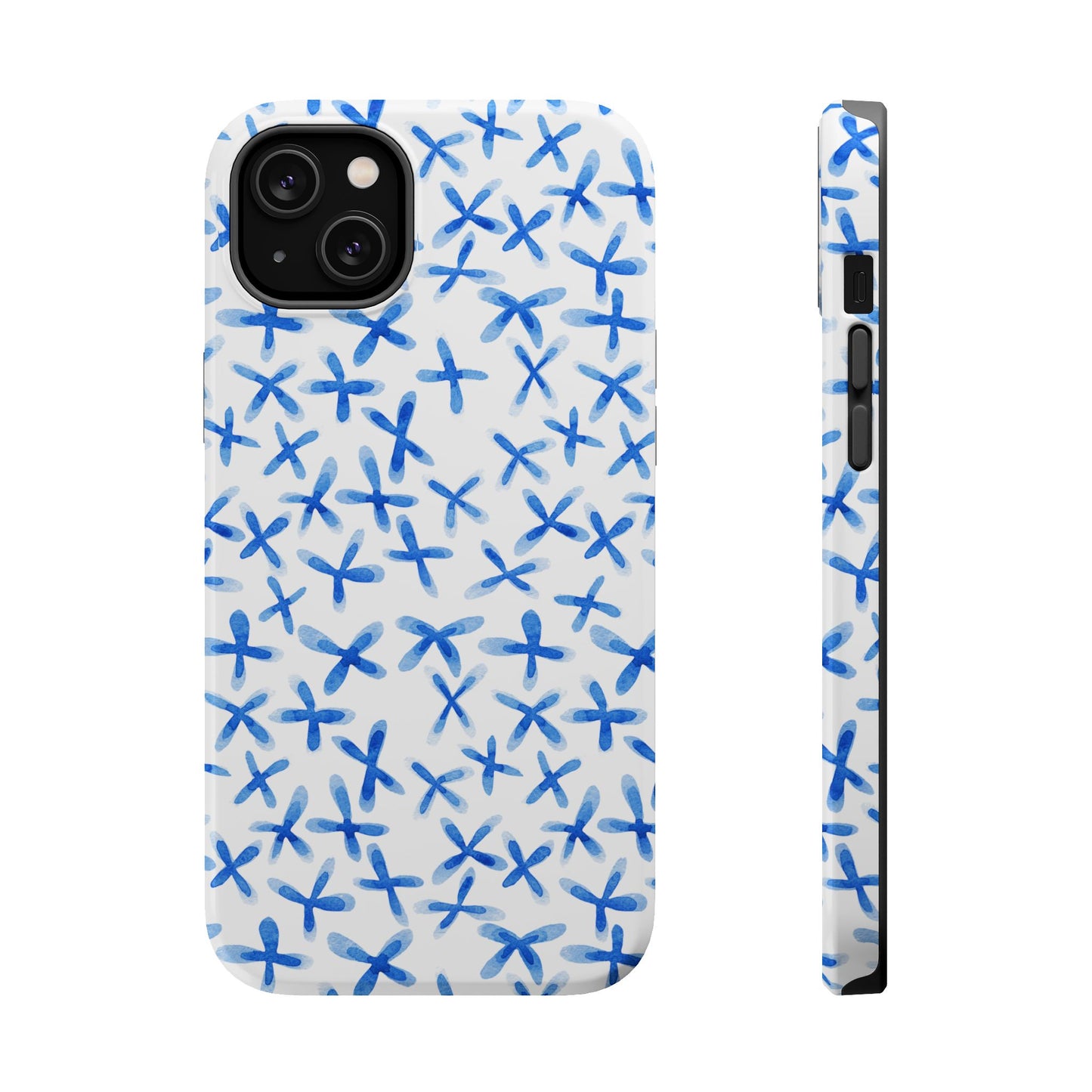 Blue Floral MagSafe iPhone Case — Magnetic Impact-Resistant