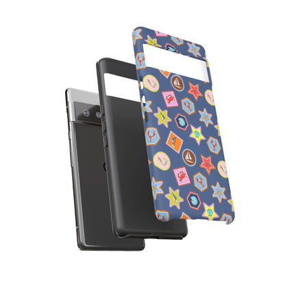 Lobsters Sailboats and Seashells on Navy Blue Phone Case