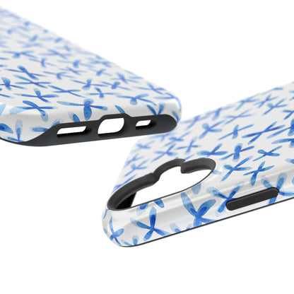 Blue Floral MagSafe iPhone Case — Magnetic Impact-Resistant