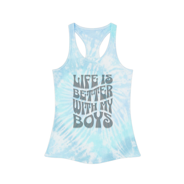 Womens Life Is Better With My Boys Tie Dye Tank Top Boy Mom Tank Top