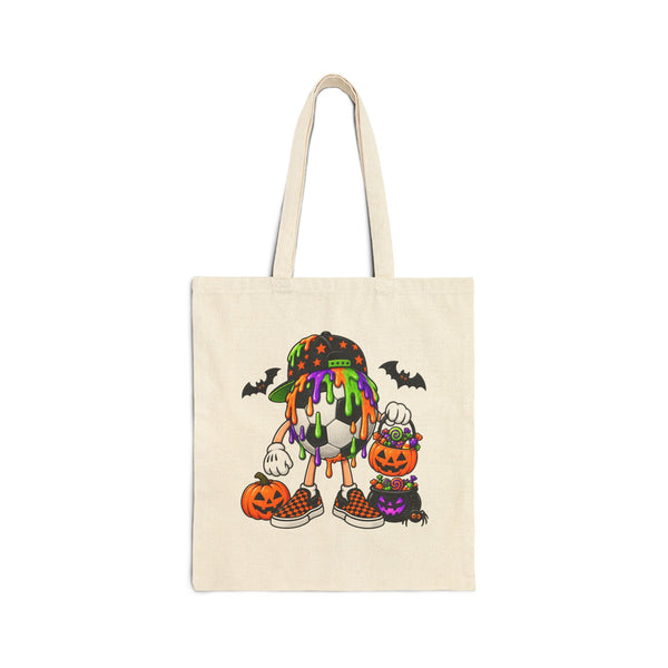 Drippy Soccer Ball Candy Skull Tote Bag | Pumpkin, Bats, Trick-or-Treat