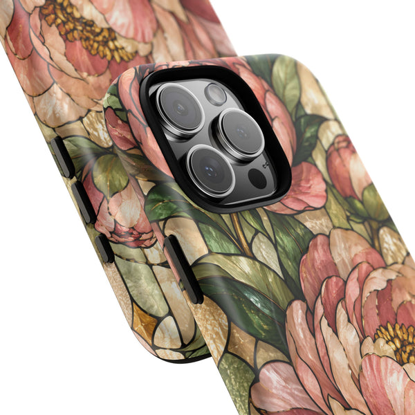 Glossy or Matte Stained Glass Peony MagSafe iPhone Case