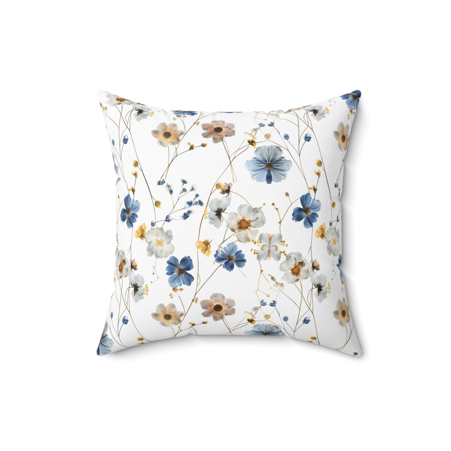 Boho Blue and Yellow Floral - Indoor Throw Pillow