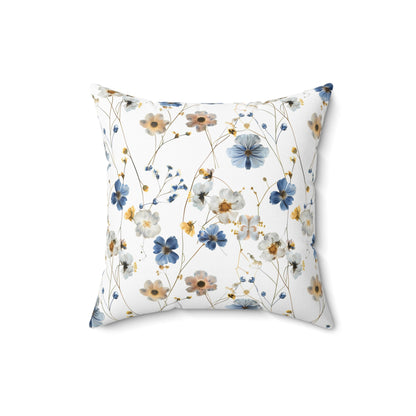 Boho Blue and Yellow Floral - Indoor Throw Pillow
