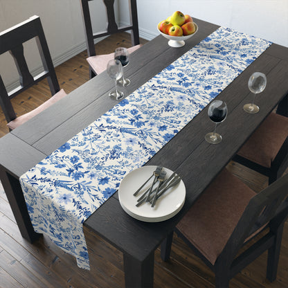 Blue Floral Toile Table Runner