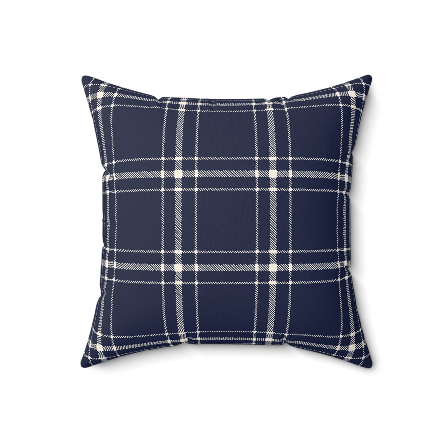 Blue and White Plaid - Decorative Throw Pillow