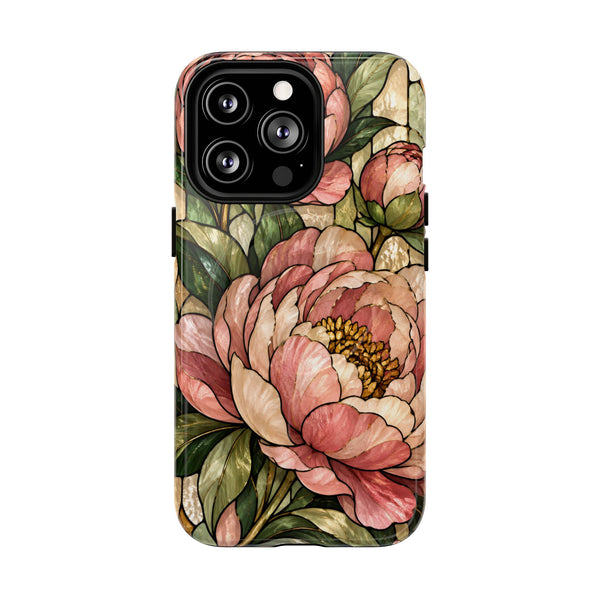 Glossy or Matte Stained Glass Peony MagSafe iPhone Case