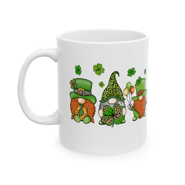 Chillin With My Gnomies Ceramic 11oz Mug, Gnomes and Shamrocks 11oz Mug