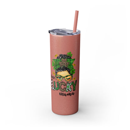 One Lucky Mama 20oz Skinny Tumbler with Straw,  St Patricks Themed Tumbler