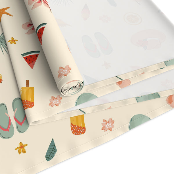 Seashell & Beach Print - Coastal Table Runner