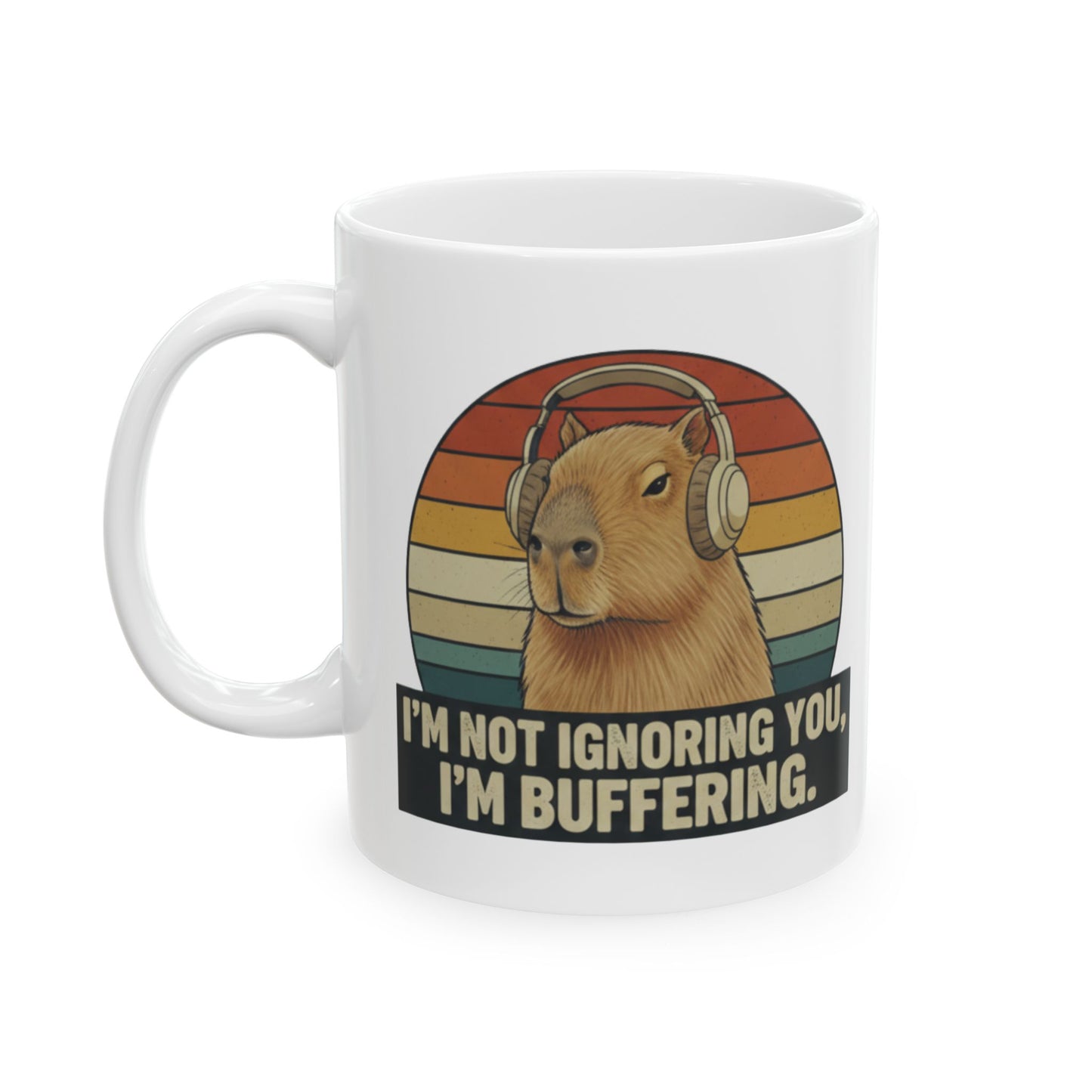 Capybara Buffering Ironic Mug | Funny Unhinged Animal Retro Gift 11oz & 15oz