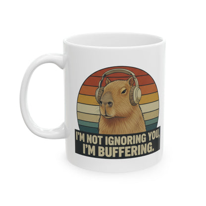 Capybara Buffering Ironic Mug | Funny Unhinged Animal Retro Gift 11oz & 15oz