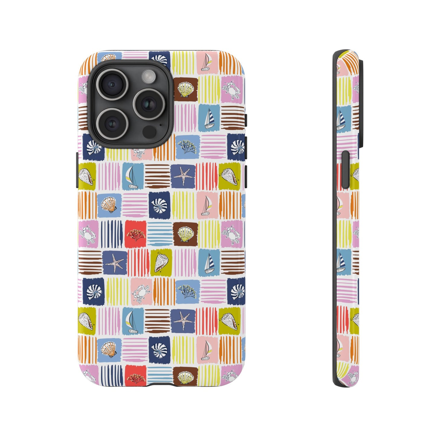 Colorful Seashells Sailboats and Starfish Summer Themed Phone Case