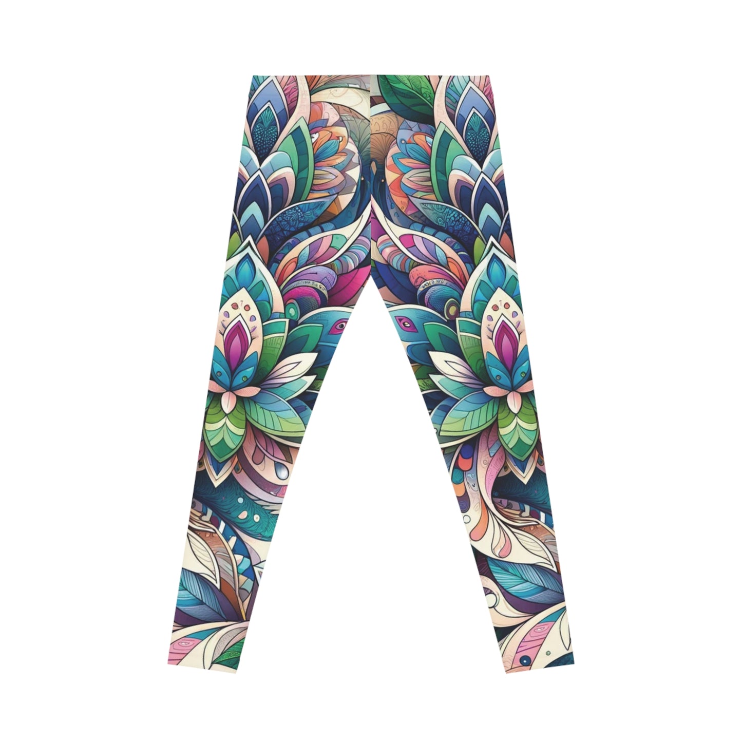 Vibrant Boho Garden Leggings – Abstract Floral & Mandala Print