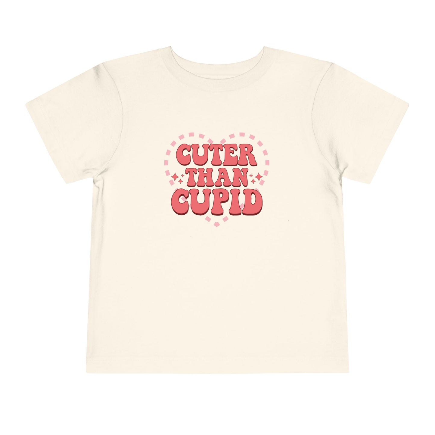 Toddler Valentine’s Day T-Shirt "Cuter Than Cupid" Retro Heart Graphic Tee Soft Unisex Cotton Sizes 2T-5T