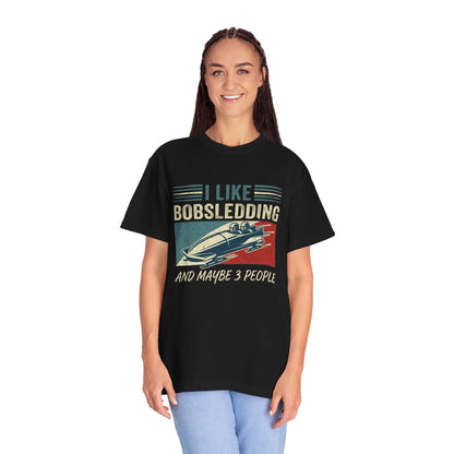 "I Like Bobsledding & Maybe 3 People" Retro Graphic T-Shirt | Funny Winter Sport Gift