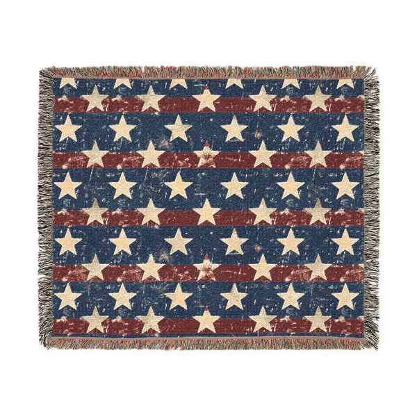 Patriotic Star Woven Blanket