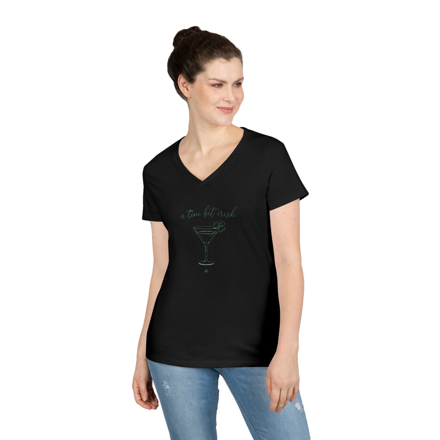 A Tini Bit Irish Shirt Women St Patricks Day V-Neck Tee