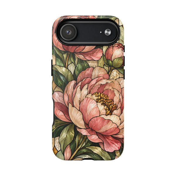 Glossy or Matte Stained Glass Peony MagSafe iPhone Case