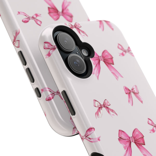 Coquette Pink Bow MagSafe Phone Case | Fits iPhone 13–16 | Matte or Glossy Finish