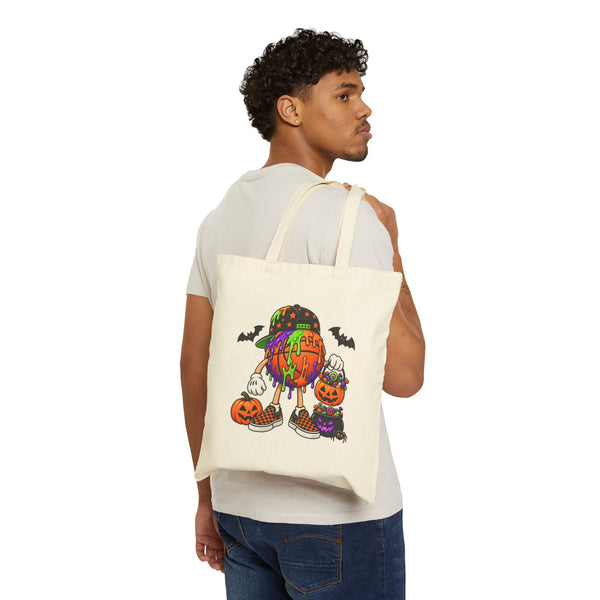 Drippy Football Candy Skull Tote Bag | Pumpkin, Bats, Trick-or-Treat