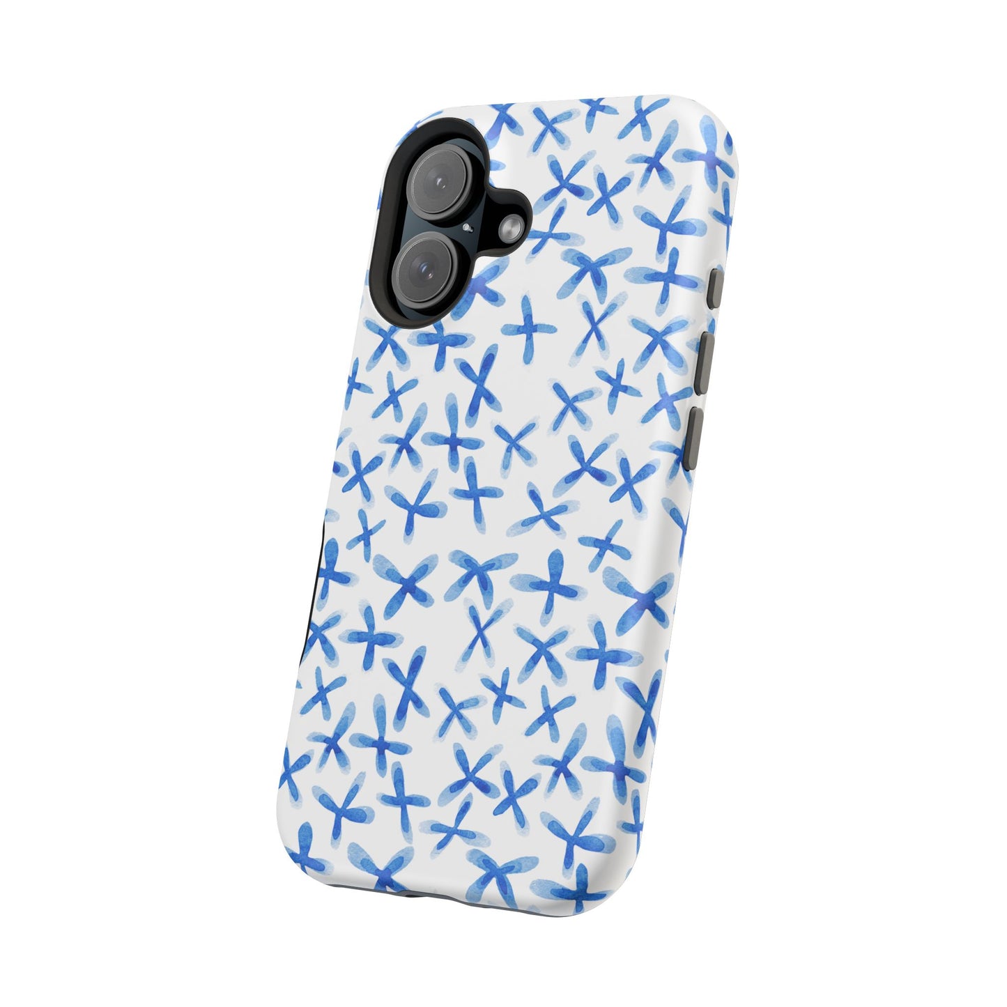 Blue Floral MagSafe iPhone Case — Magnetic Impact-Resistant