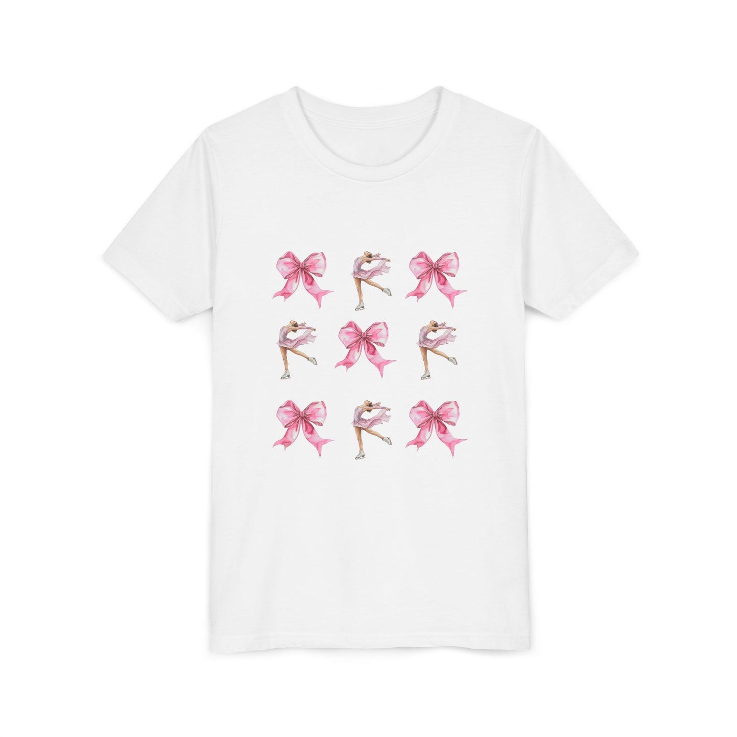 Youth Tee — Pink Figure Skater Ballerinacore & Bow Dance Shirt