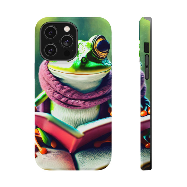Frog Design Magnetic Tough Case, Studious Frog Magnetic Phone Case for iPhone 15, iPhone 14 Phone Case, iPhone 13 Phone Case