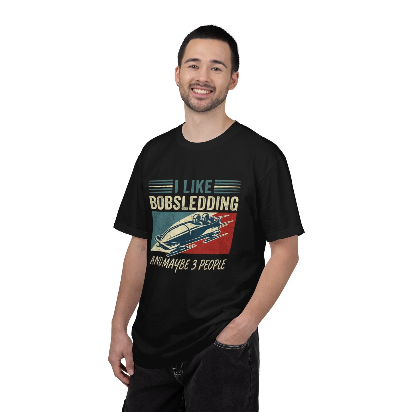 "I Like Bobsledding & Maybe 3 People" Retro Graphic T-Shirt | Funny Winter Sport Gift