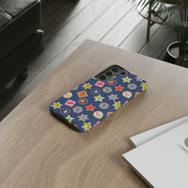 Lobsters Sailboats and Seashells on Navy Blue Phone Case