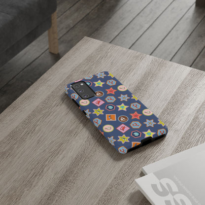 Lobsters Sailboats and Seashells on Navy Blue Phone Case