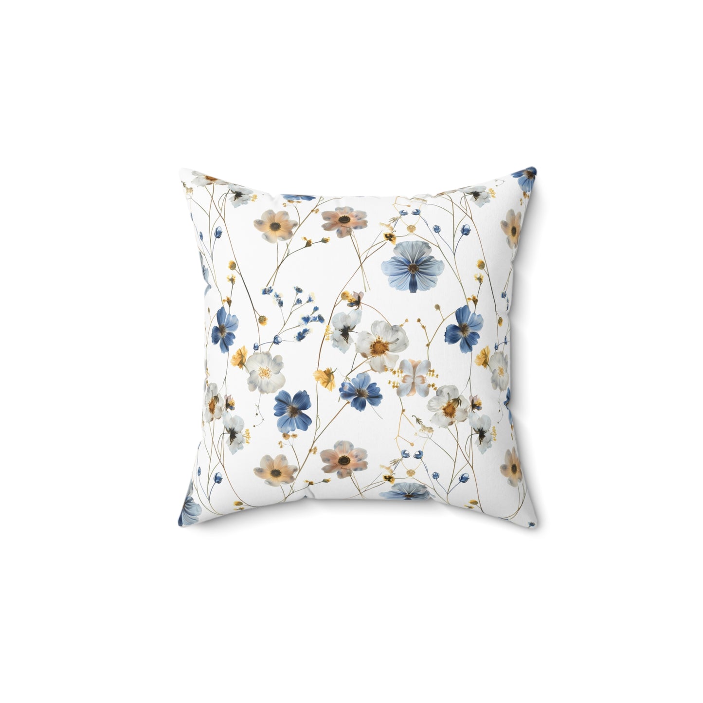 Boho Blue and Yellow Floral - Indoor Throw Pillow